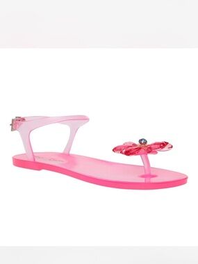 Betsey Johnson Tabby Jelly Sandals Women’s 8 Pink Flower Rhinestone Y2K